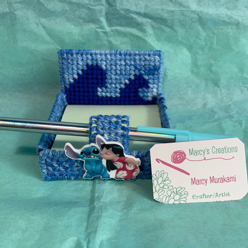 LILO & Stitch theme post it holder with pen and post it note.Handcrafted with ❤️